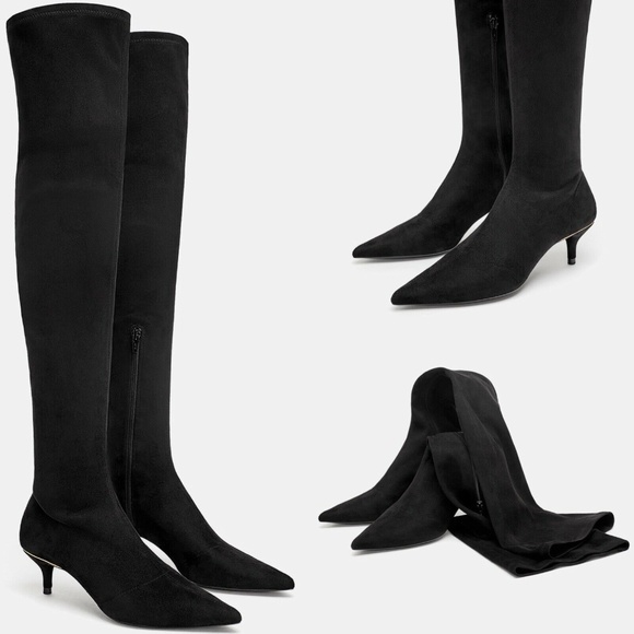 zara fabric over the knee boots